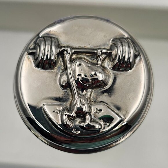 Vintage Godinger Peanuts Snoopy Weight Lifting Silver Plated Baby Rattle No Box - Picture 6 of 11